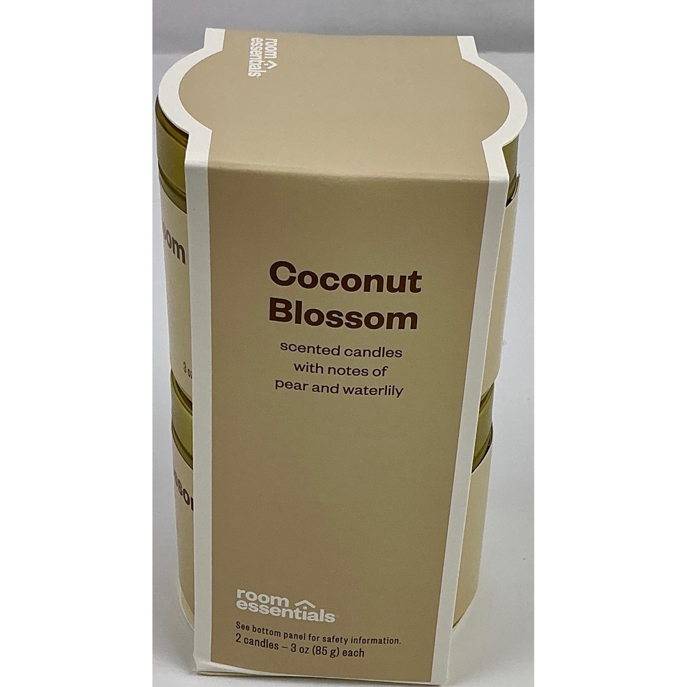 Room Essentials‎ Coconut Blossom Scented Candles - Pear & Waterlily, 2 Pack